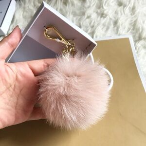 NWT —— Michael Kors medium Ballet Pink Fur Pom Pom Keychain bag charm (no box)